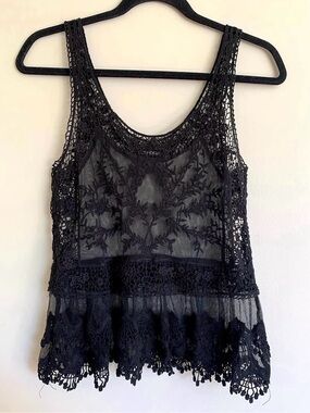 Express Black Lace Crochet Tank Top